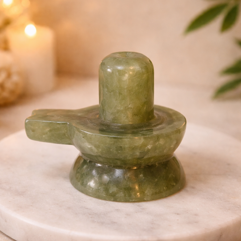 green jade shivling for harmony, abundance & peace