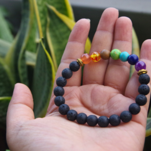Lava Stone 7 Chakra Bracelet